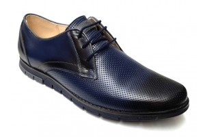 Pantofi barbati casual din piele naturala bleumarin 1010BLM